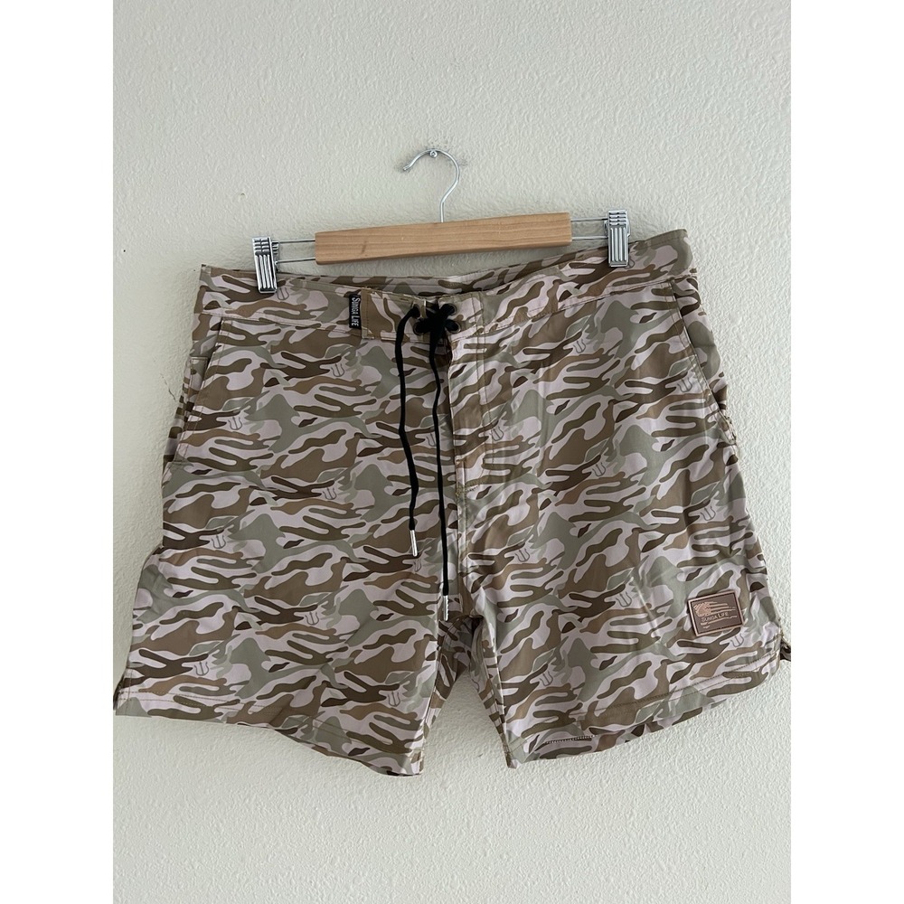 Sunga Life Camo Naked War 4-Way Stretch Board Shorts Men's Size 34 Beach Sport